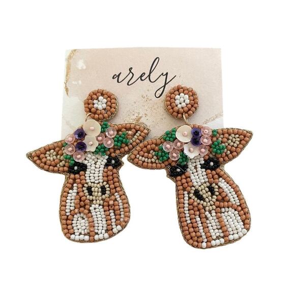 Beaded Cow Earrings - Picture 3 of 3